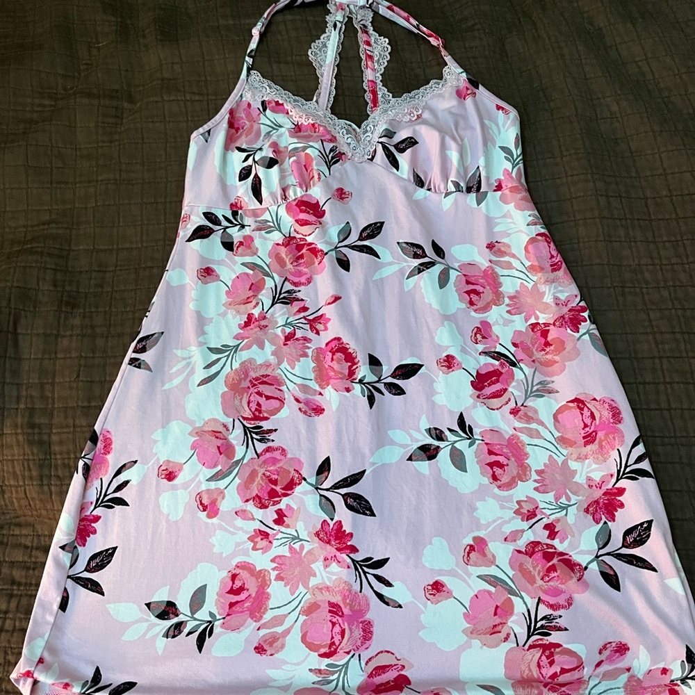 Floral Lace Trim Nightgown
